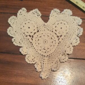 Vintage Crochet Heart Doily. #6